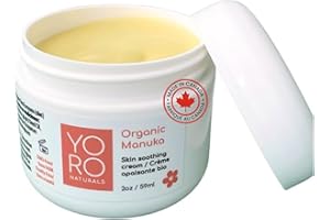 YORO NATURALS Organic Manuka Skin Soothing Cream for Sensitive Dry Skin, Original Formula, Honey Eczema Relief, Natural Psoriasis Moisturizer & Dyshidrotic Eczema Balm for Face and Body (2 OZ)
