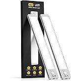 MCGOR Under Cabinet Lighting, 14.7" Rechargeable Motion Sensor Light Indoor, 2 Pack Magnetic Dimmable Closet Lights, Wireless