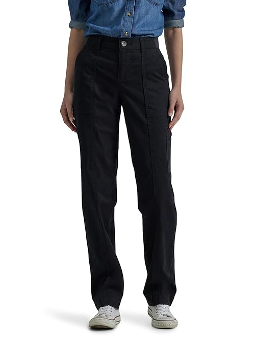 Lee Women's Petite Ultra Lux Comfort with Flex-to-Go Utility Pant Unionall Black 10 Petite