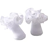 Hopply 3D Three-dimensional Ruffled Lace Cotton Socks,Cute Double Big Lace Dress Princess Socks for Girls