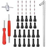 Riseuvo Stem Puller and Installer - 10pcs TR412, 6pcs TR413, 6pcs TR414 Short Rubber Tire Valve Stems, 4 Way and Single Head 