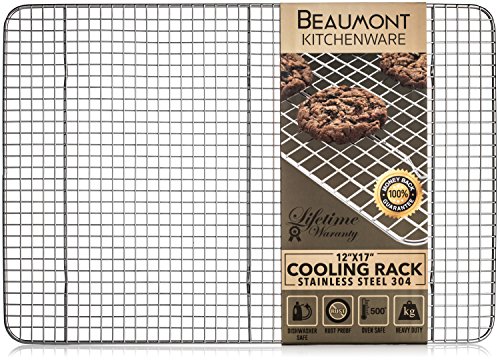 Beaumont Kitchenware Top Rated Baking/Cooling Rack | Heavy Duty Â½" Grids | Top Quality Stainless Steel 304 | Dishwasher and Oven Safe | Large 17"x12" Perfectly Fits Half Sheet