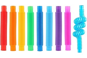 16Pcs Colorful Fidget Toys Pop Tubes Autism Sensory Toys for Kids Boys Girls Adults Party Favors Fine Motor Skills & Learning