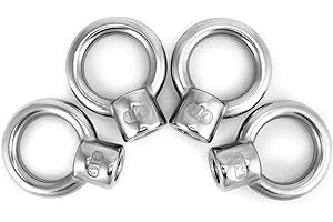QWORK Lifting Eye Nut, 4 Pack, 1/2" UNC Marine Grade Stainless Steel 316