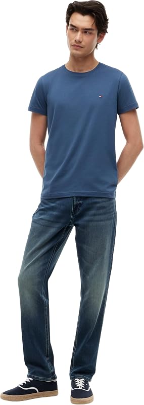 T-Shirt Manches Courtes Homme Stretch Slim Fit Tee Col Ras-du-Cou, Bleu (Aegean Sea), S — photo 4 sur 5