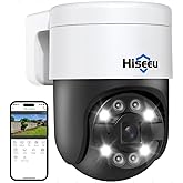 Hiseeu 【Auto Tracking +2-Way Audio】 5MP PoE Wired Security Camera Outdoor,PTZ 300°Pan 90 Tilt Digital Zoom,CCTV Home Security Cameras,Spotlight Alarm,Human Detection,No Monthly Fee
