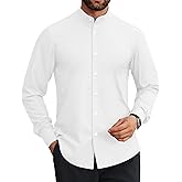 Lion Nardo Mens Dress Shirts Wrinkle Free Dress Shirts for Men Long Sleeve Button Down Shirts Banded Collar Shirts