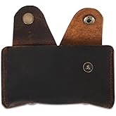 PavinCrafter Slim Leather Card Holder, Minimalist Credit Card Wallet, Front Pocket Wallet for Men & Women, Compact RFID Blocking Card Case, Durable Handmade Leather Wallet (Brown)