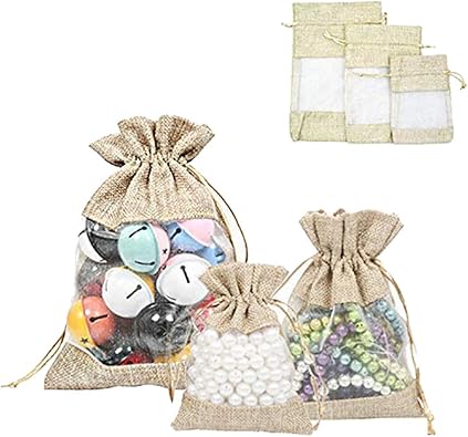 FEIGO Bolsa de Lino Bolsitas de Tela Saco Bolsas Bolsita Saco de Yute para Regalo Joyeria Envio Desde Bolsa Organza para Fiesta de Bodas y artesania de Bricolaje: Amazon.es: Joyería