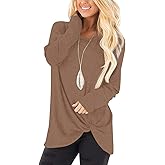NILOUFO Womens Long Sleeve Shirts Casual Blouses Trendy Twist Knot Tunics Tops for Leggings
