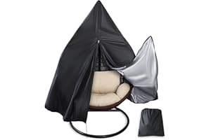 YHLOJIX Egg Chair Cover for 75"x45" Outdoor Hanging Egg Chair With Stand, High-Density Oxford Fabric with Rain Protection, Zippered Weather-Resistant Patio Cover, Waterproof Black with Storage Bag
