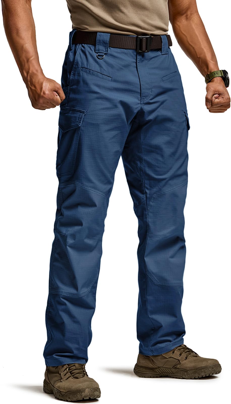 CQR Men's Flex Ripstop Tactical Pants, Water Resistant Stretch Cargo Pants, Lightweight EDC Hiking Work Pants, Marauder Midnight Blue, 38W x 34L Image