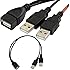HIGHROCK 30cm USB 2.0 a Power Enhancer Y 1 Female to 2 Male Data Charge Cable Extension Cord(1pc)