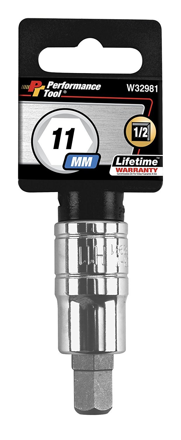 PERFORMANCE TOOL W32981 1/2 Drive 11mm Hex Bit Socket, 1 Pack