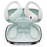 LEEMC Wireless Earbuds, Sports Bluetooth Headphones, Ear Buds with ENC Noise Canceling Mic, 50Hr Playtime Earphones, Palm-Sized, LED Power Display, IPX7 Waterproof Headset for Workout Running, Green