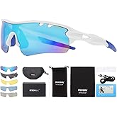 ITSCOOL Polarized Sports Sunglasses with 5 Interchangeable Lenses for Men Women Softball Baseball Running Cycling Glasses