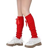 CIATBYYJ Women's Y2K Bow Front Lace Trim Leg Warmers Lolita Harajuku Leg Cover Bowknot Ruffle Layered Legs Warmer Kawaii Legs Warmer
