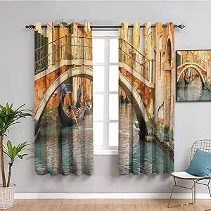 Cortina de ventana color negro, 213,4 cm de largo, puente antiguo y