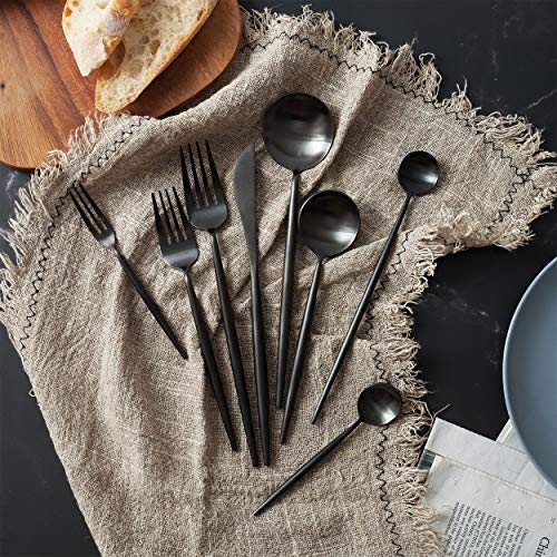 Homelux Theory 18/10 Matte Black Silverware Set Stainless Steel Black Flatware Set Black Utensil