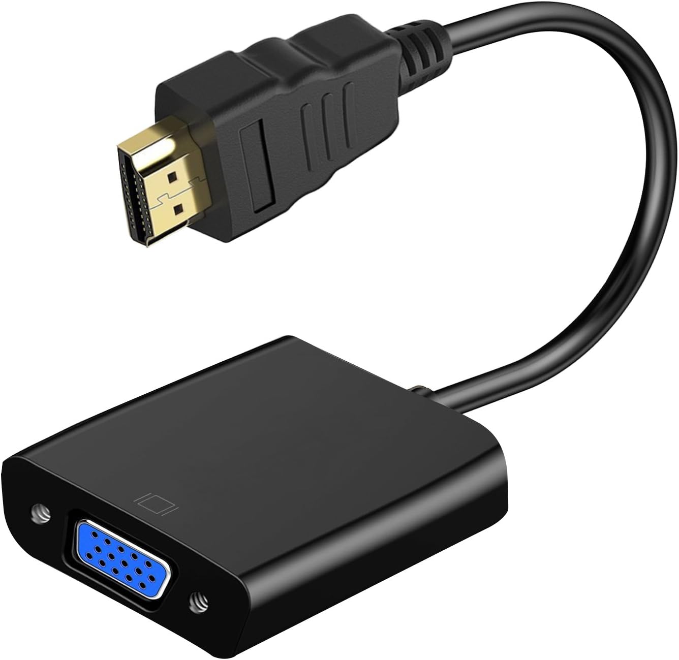 HDMI to VGA，Gold Plated High-Speed 1080P Active HDTV HDMI to VGA Adapter Converter Male to FemaleCable for PC Laptop HDTV Projectors and other HDMI input Devices (Black)