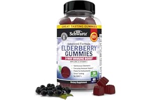 BioSchwartz Elderberry Gummies with Zinc and Vitamin C - Natural Immune Support for Adults & Kids - Black Sambucus Elderberries - Third-Party Tested, Non-GMO, Vegan Multimineral Supplement, 60 Count