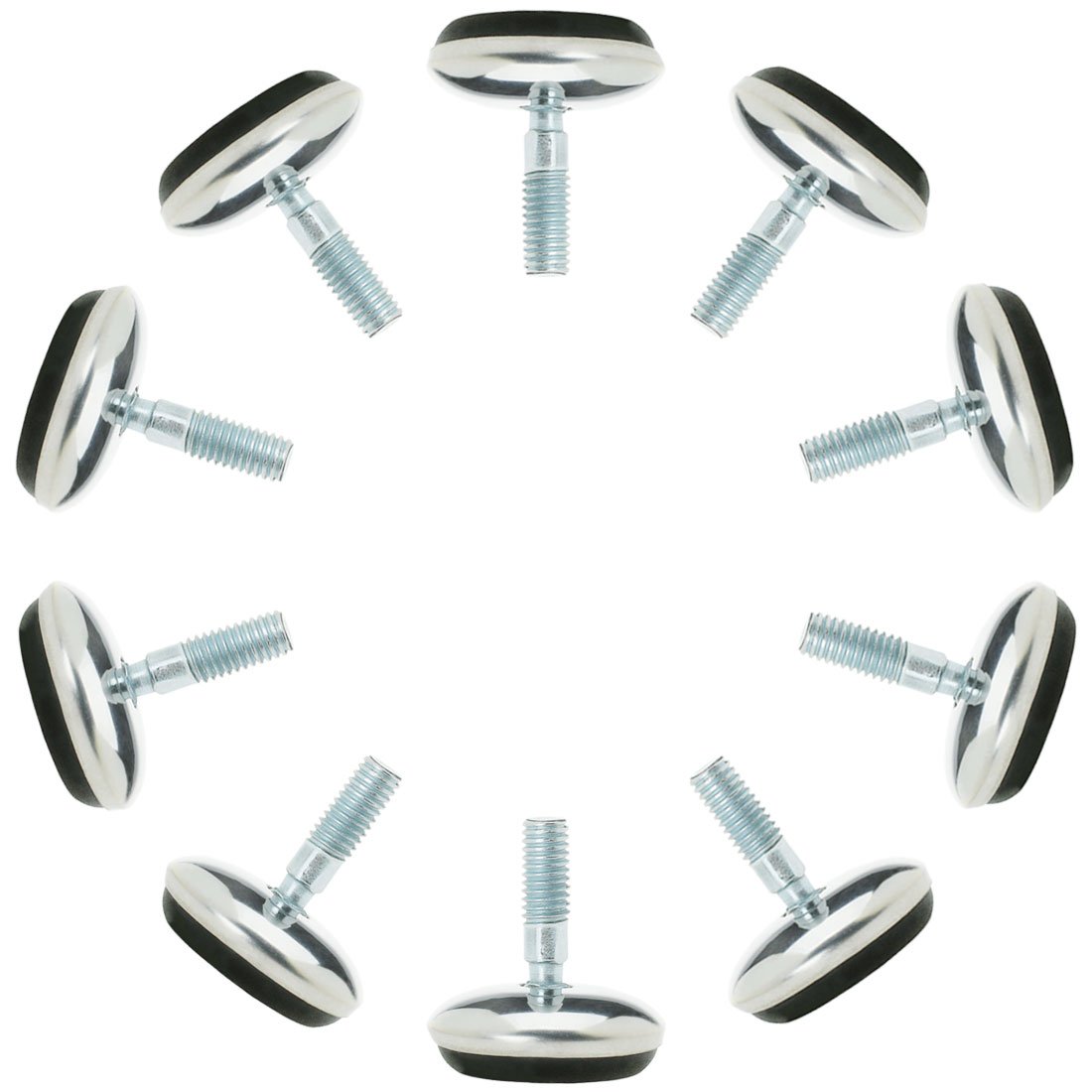Sourcingmap M6 x 13 x 30mm Screw on Furniture Glide Leveling Feet Floor Protector Adjustable Leveler Pad for Chair Desk Leg 10 Pack