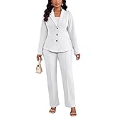 Kafiloe Women Suits 2 Piece Set Long Sleeve Blazer Pants Suit Dressy Business Casual Work Outfits Office