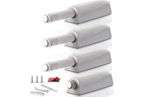 Push to Open Door Latch Cabinet Hardware CBRIVE 4 Pack Magnetic Push Latches & Lock for Hidden Door Heavy Duty Magnet Push Release Drawer Pull Tip on Closet Close Touch Locking Strong Pop Out, Grey