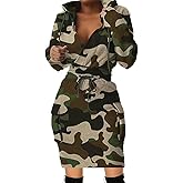 BIRW Hoodie Dress for Women 2026 Slim Casual Long Sleeve High Waist Drawstring Pullover Bodycon Sweatshirt Dresses