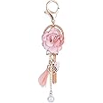 ZOONAI Flower Tassel Keychain Pearl Car Keyring Holder Purse Handbag Pendant