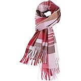 WAMSOFT 100% Pure Wool Scarf, Thick Long Plaid Scarf Fall/Winter Tartan Scarves for Men Women