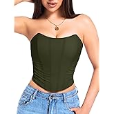 ChiaoLezhee Women's Adjustable Lace-Up Corset Top, Fit Sizes 00-14, Boned Ruched Mesh