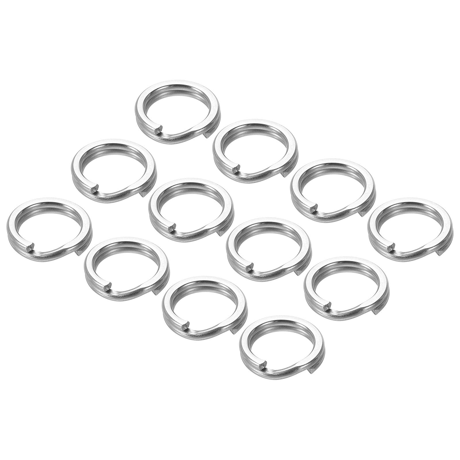 PATIKIL Fishing Split Rings 233LB, 100 Pack Stainless Steel Double Flat Wire Lure Ring 12mm for Jigging Trolling Saltwater Terminal Tackle Connector