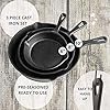 Pre-Seasoned-Cast-Iron-Skillet-Frying-Pans-Oven-Safe-Cookware-for-Indoor-Outdoor-Use-Grill-StoveTop-Black-3-Piece-Chef-Set-6-Inch-15cm-8-Inch-20cm-10-Inch-25cm nuovva Pre-Seasoned Cast Iron Skillet Frying Pans Oven Safe Cookware for Indoor & Outdoor Use - Grill, StoveTop, Black…