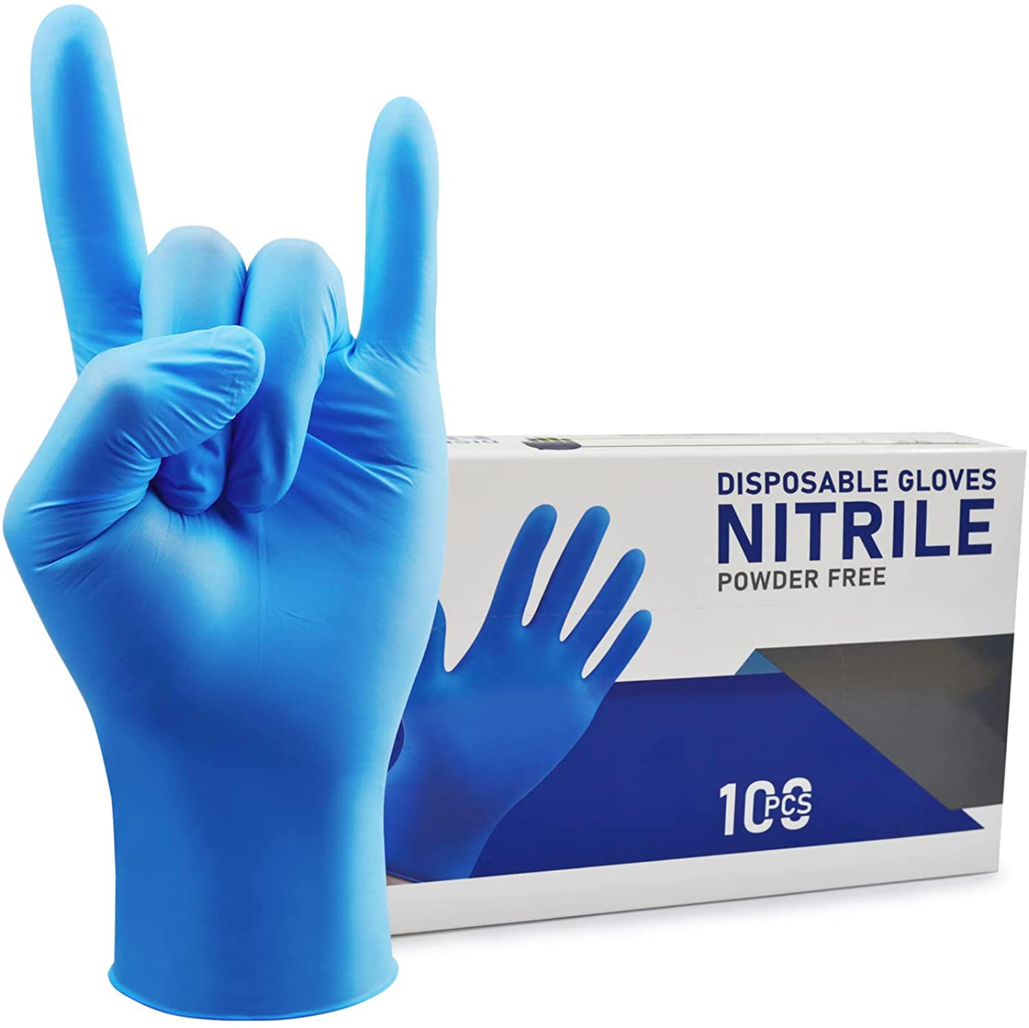 HIVEHYPE Disposable Nitrile Gloves Blue, Powder & Latex Free, Touch Screen Exam Gloves Disposable Non-Sterile Nitrile Gloves, Multi-Purpose Gloves, Disposable, Extra Strong (Small, 100, count)