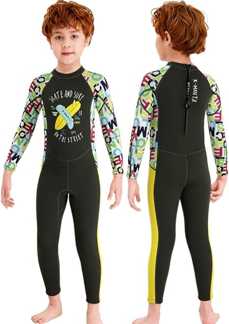 Amazon Co Jp キッズフルレングスウェットスーツuvプロテクションワンピース2 5mmネオプレンウェットスーツ男の子女の子用長袖水着 A L ホーム キッチン