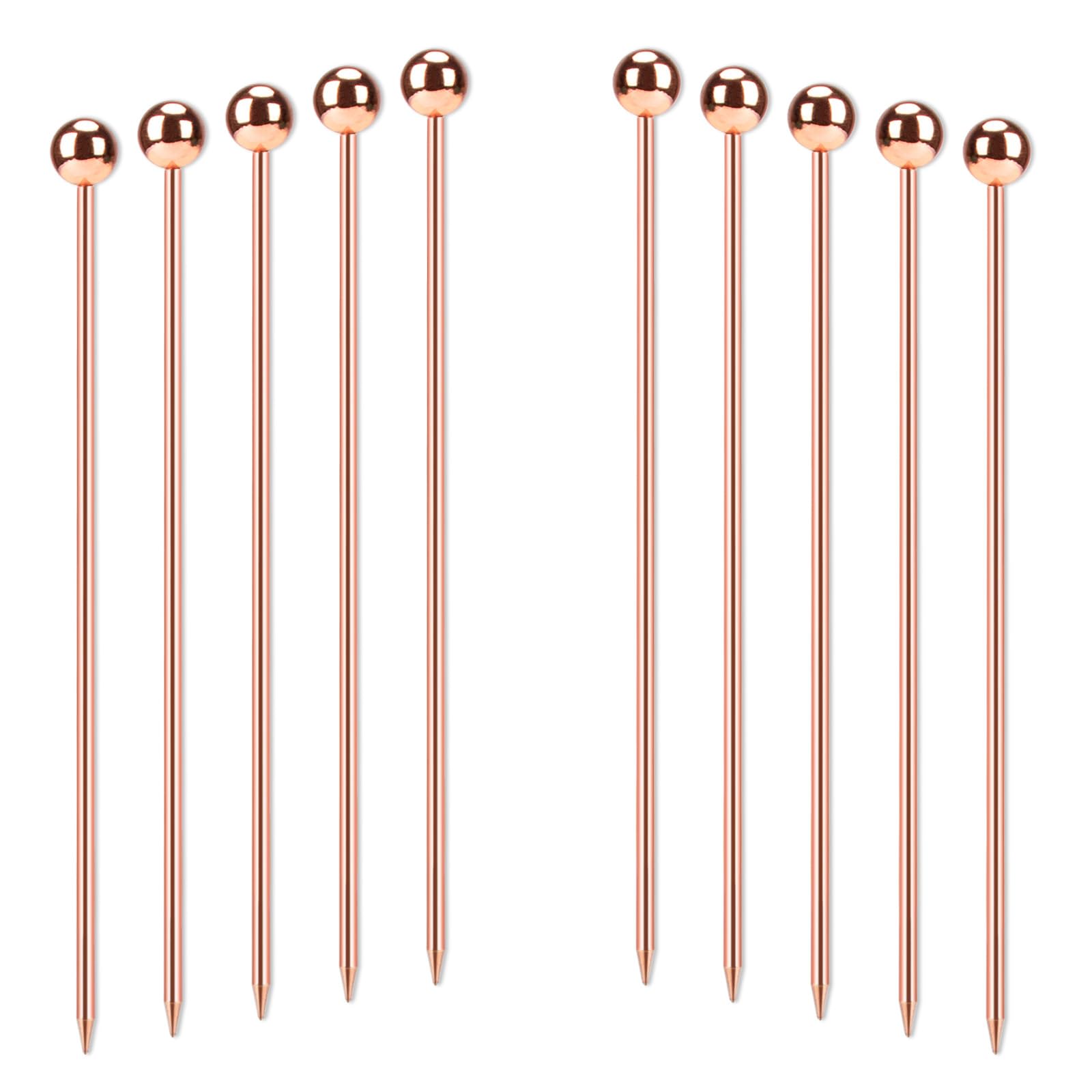 Polly Online 10pcs Cocktail Sticks Set Stainless Steel Fruit Sticks,Reusable Drink Picks Appetizer Toothpicks Martini Glass Picks