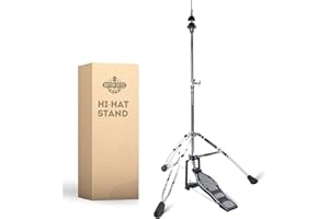 Rhythm Bytes Hi Hat Stand for HiHat Cymbals | Squeak-Free high hat stand, Long Footboard Pedal for Enhanced Control & Comfort, Height Adjustable, Heavy-Duty 25mm Construction, Double Braced, Chrome