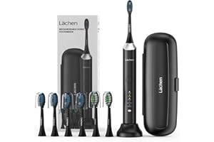 Lächen Sonic Electric Toothbrush for Adults, Rechargeable Toothbrush with Case & 6 Brush Heads for Travel & Home Family Use, 