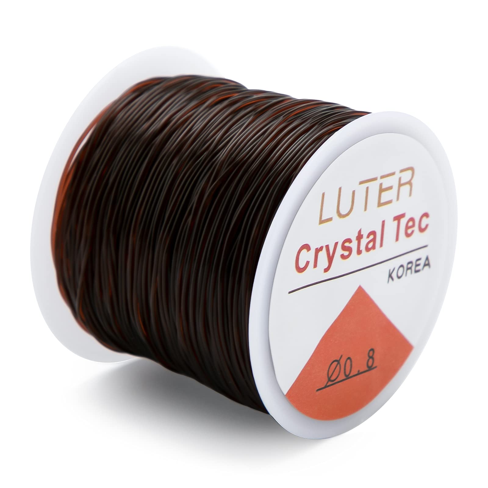 LUTER 0.8mm Elastic String Crystal Elastic Cord Stretchy Bracelet String for Jewelry Making Necklace Bracelet Beading Thread (164ft) (Brown)