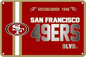 ZYJTEK Football Mancave Metal Street Sign, 8" x 12" Red Brown Design Wall Decor Sign Great for Man Cave, Bed Room, Office, Home