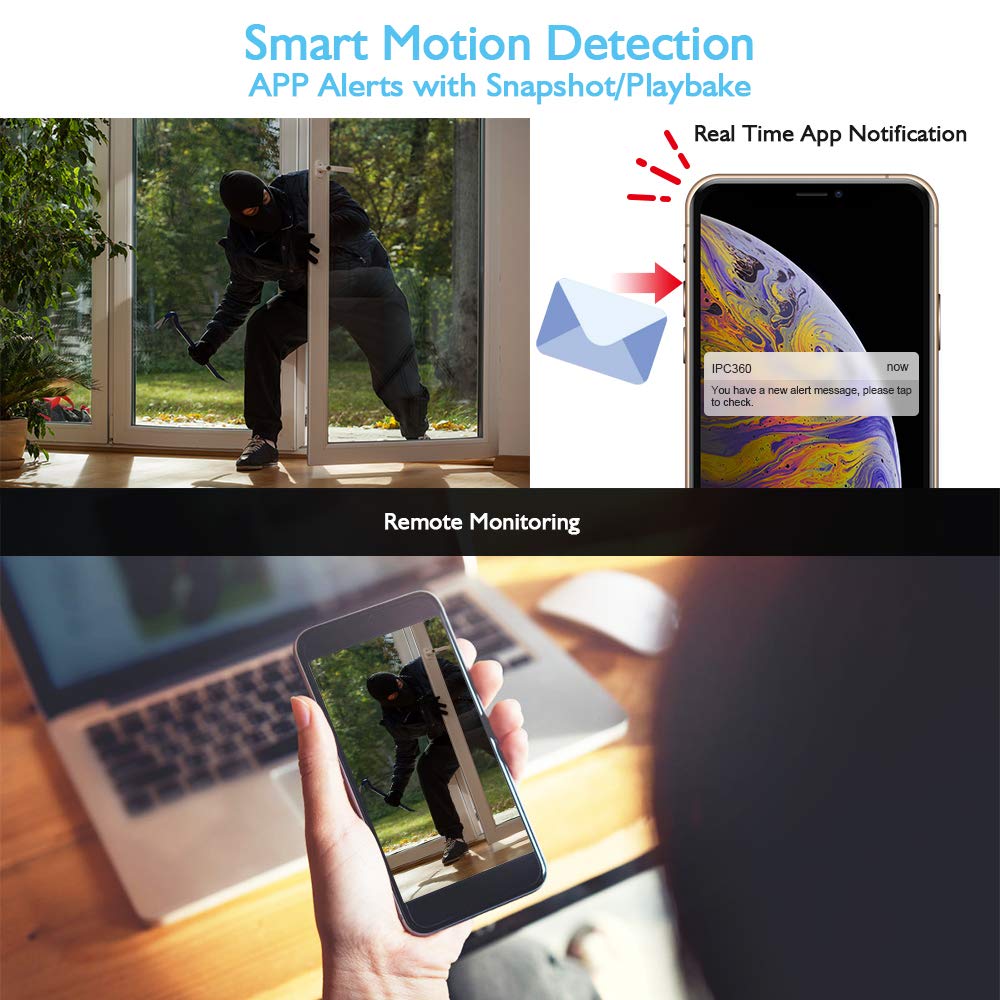 IP Camera, 1080P HD Wifi Camera Home Security Camera with Night Vision, Motion Detection, 2 Way Audio, Indoor HD Surveillance Camera Support 128GB Micro SD/Tilt/Zoom Monitor for Pet/Baby Monitor