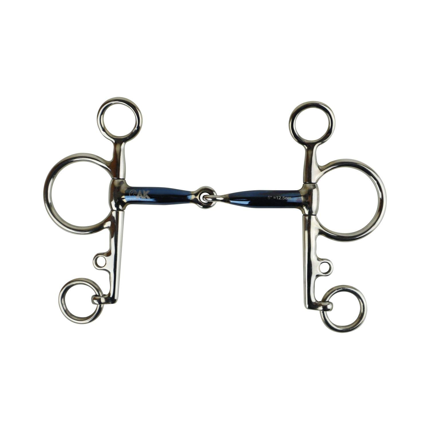 AK Pelham with Single Joint with Sweet Iron Mouthpiece Horse Riding Bits AKRS-2611 (5.50'', Blue-Silver)