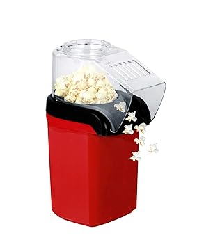 AIQQ Popcornmaschine-Heißluft Popcorn Maker/Fett Fettfrei Ölfrei, Weites-Kaliber-Design mit Messbecher und Abnehmbarem Deckel