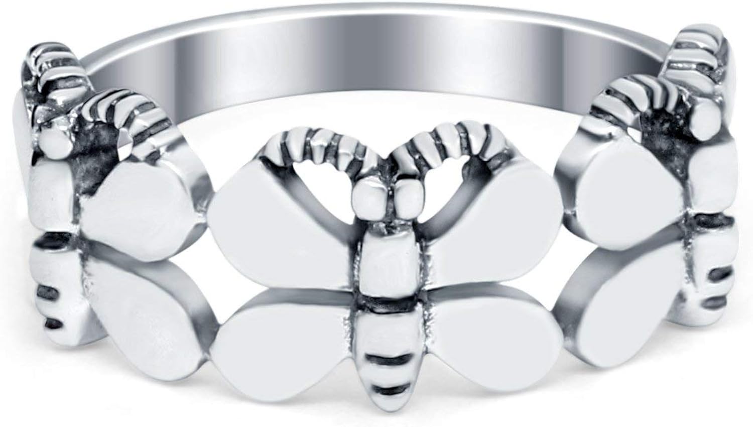 Sterling Silver Butterfly Band Butterfly Statement Ring