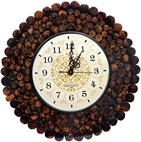 WILLART Handcrafted Stylish Wooden Round Log Shape Hanging Wall Clock Antique Bamboo Finish - 12 inch Dial with wood (Designer Vintage Wall Clock), a for any occasion.