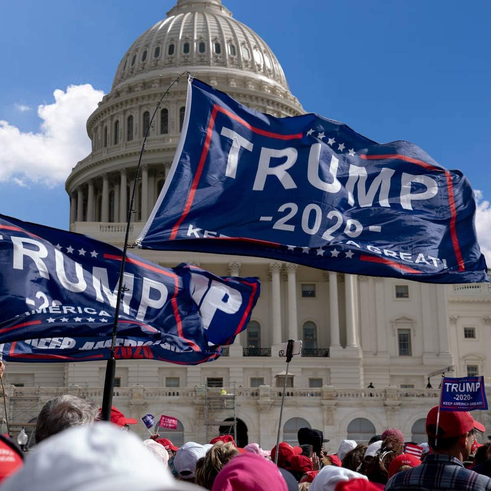 WIBIMEN 2 Packs President Donald Trump 2020 Flag Keep America Great Flag Vivid Color and UV Fade Resistant 3x5 Feet with Grommets Double Stitched: Clothing