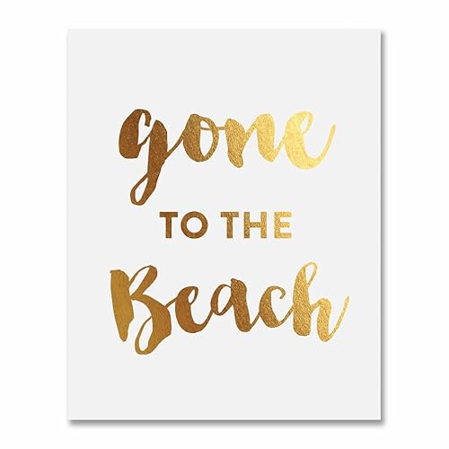 Amazoncom Gone To The Beach Gold Foil Art Print Small