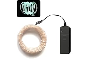 KALAKILA El Wire White, 16.4ft/5m Neon Glow Rope Light with Battery Pack Neon Glowing Strobing Electroluminescent Wire for Parties, Halloween Decoration…