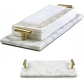 Marble Napkin Holder,Guest Towel Holder, Multi-Functional Tray for Bathroom & Kitchen Countertop, Stylish Home Decor Accessory
